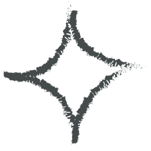 A stylized, abstract design resembling a diamond shape with rough, uneven edges in dark gray.