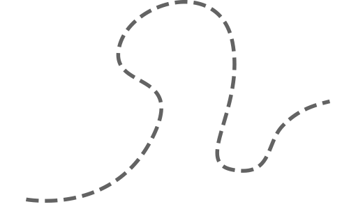 A dotted grey line in a curved shape.