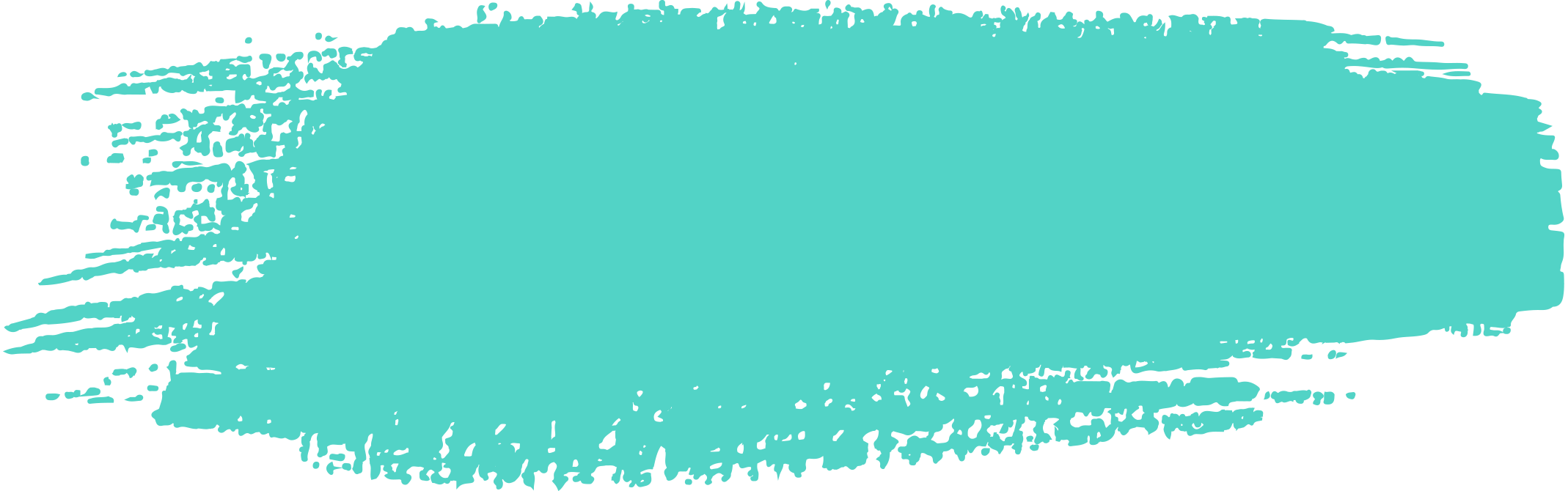 Bright turquoise paint stroke with rough, uneven edges.