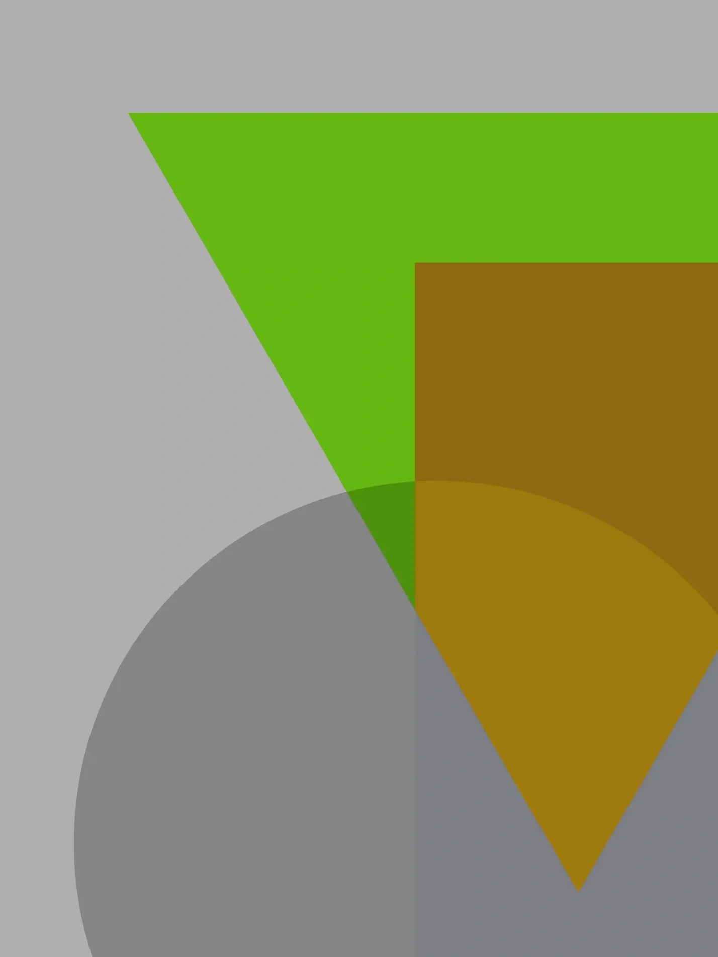 Abstract geometric shapes with gray, green, brown, and yellow colors.