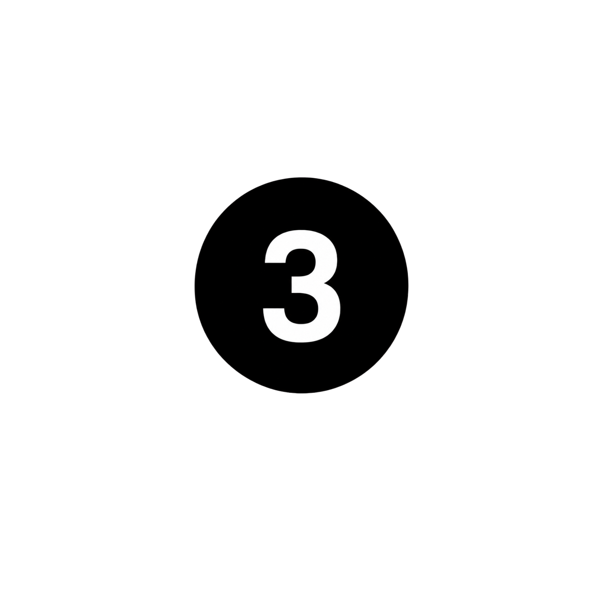 A black background with a white number 3 in the center, surrounded by a faint circle outline.