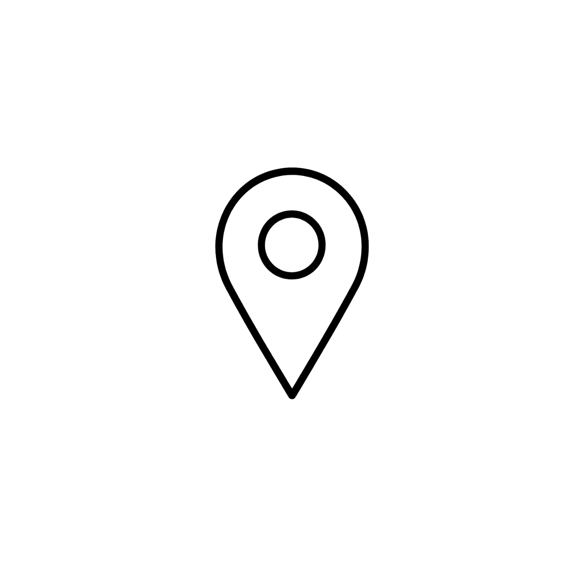 A map marker icon with white outline on a transparent background, indicating location.