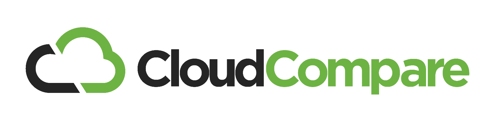 CloudCompare logo with black and green text and a cloud icon.