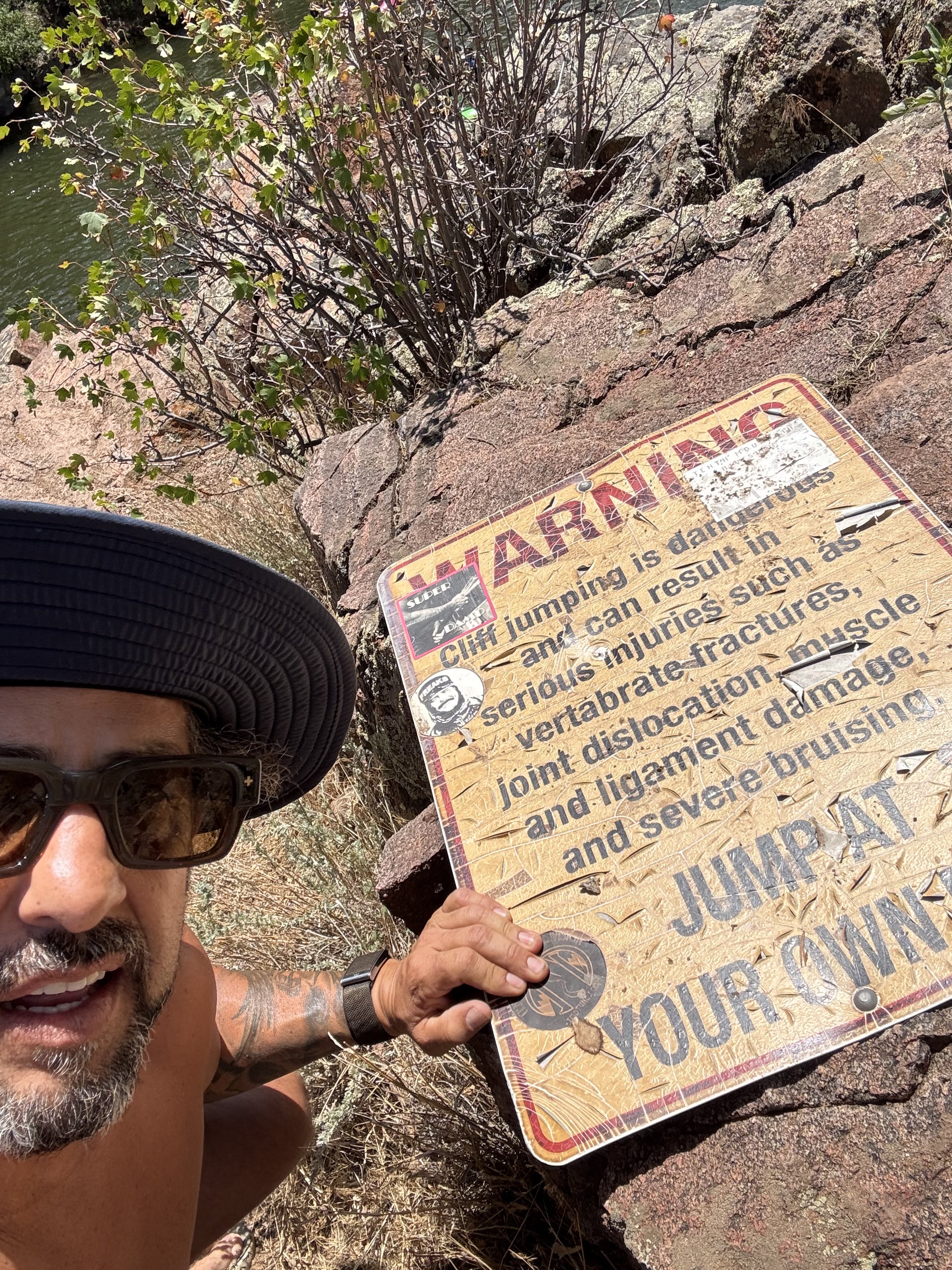 the warning at the top of the cliff, lol