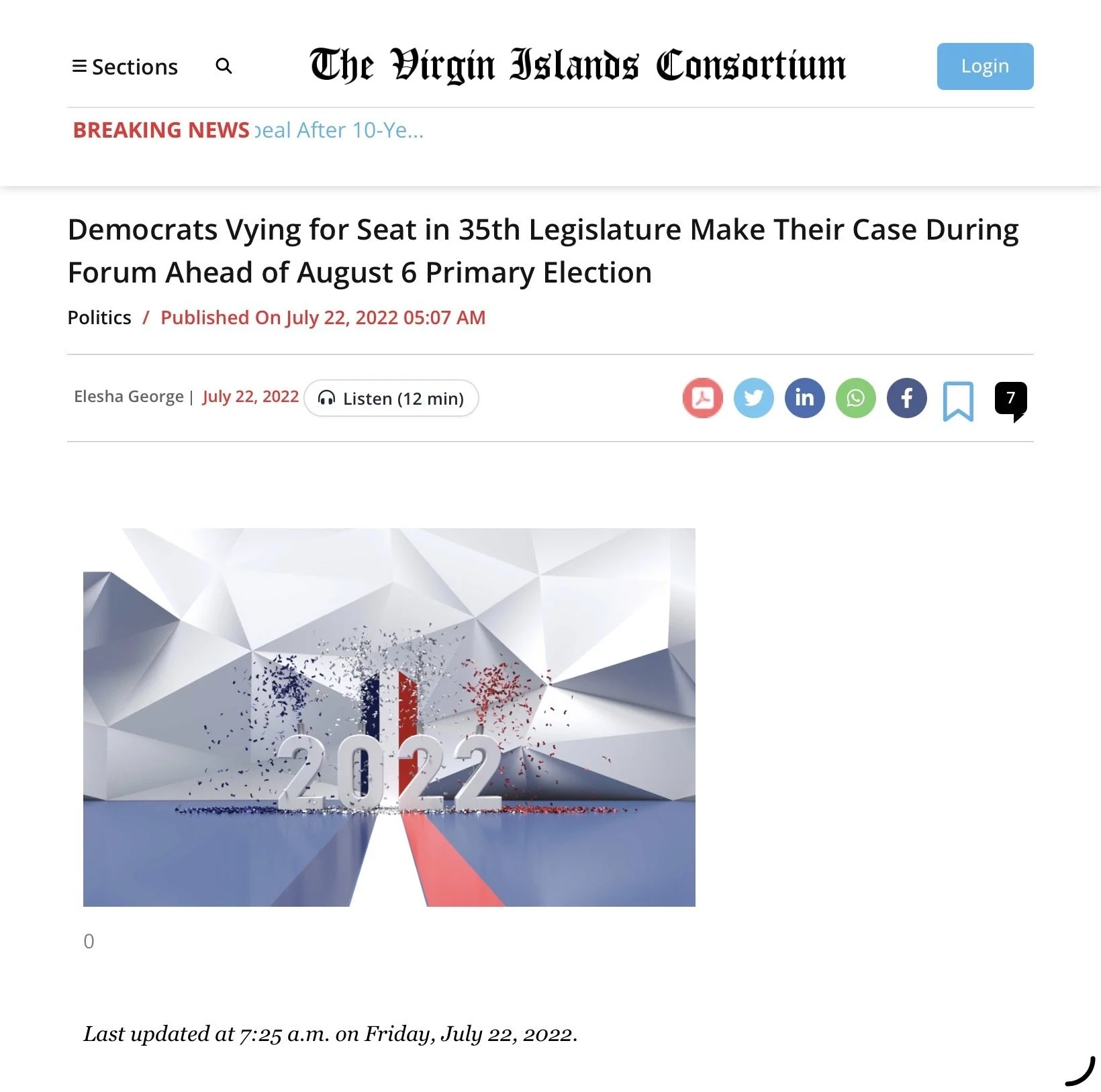 2022 St. Croix Senate Candidate Filing