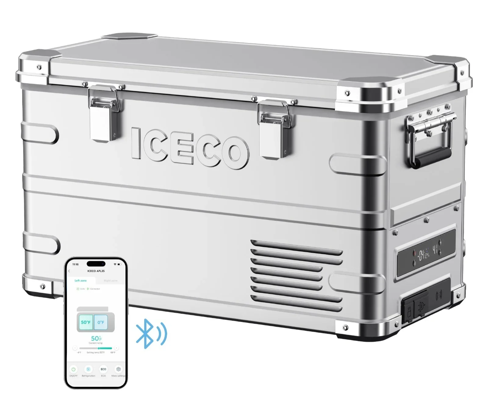 APL35 Dual Zone Aluminum Silver Fridge | ICECO | 35 LT
