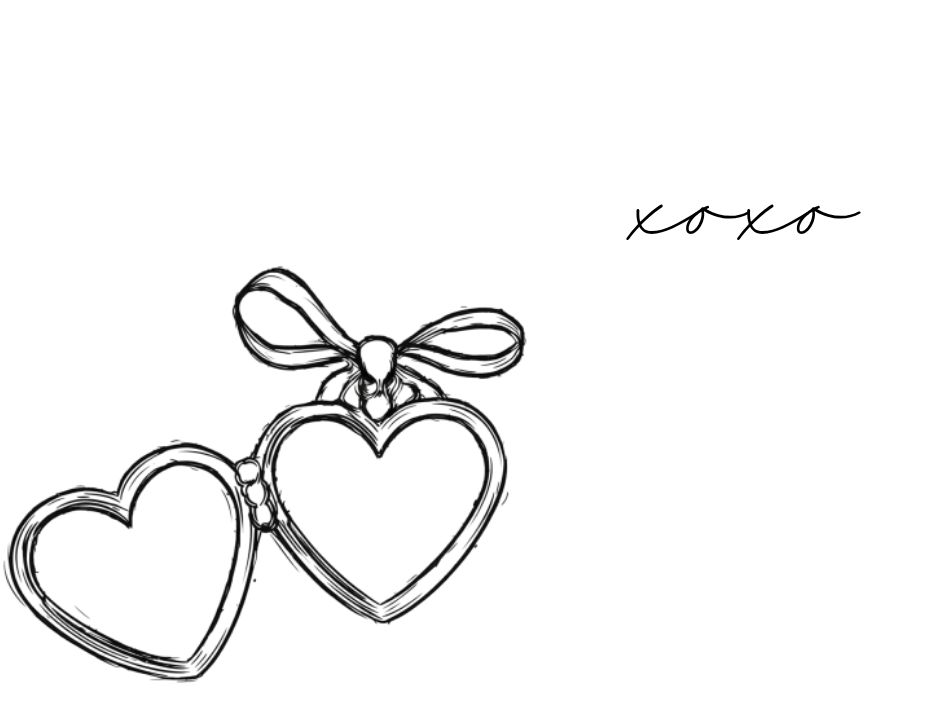 A black background with a faint outline of two hearts connected by a bow at the top.