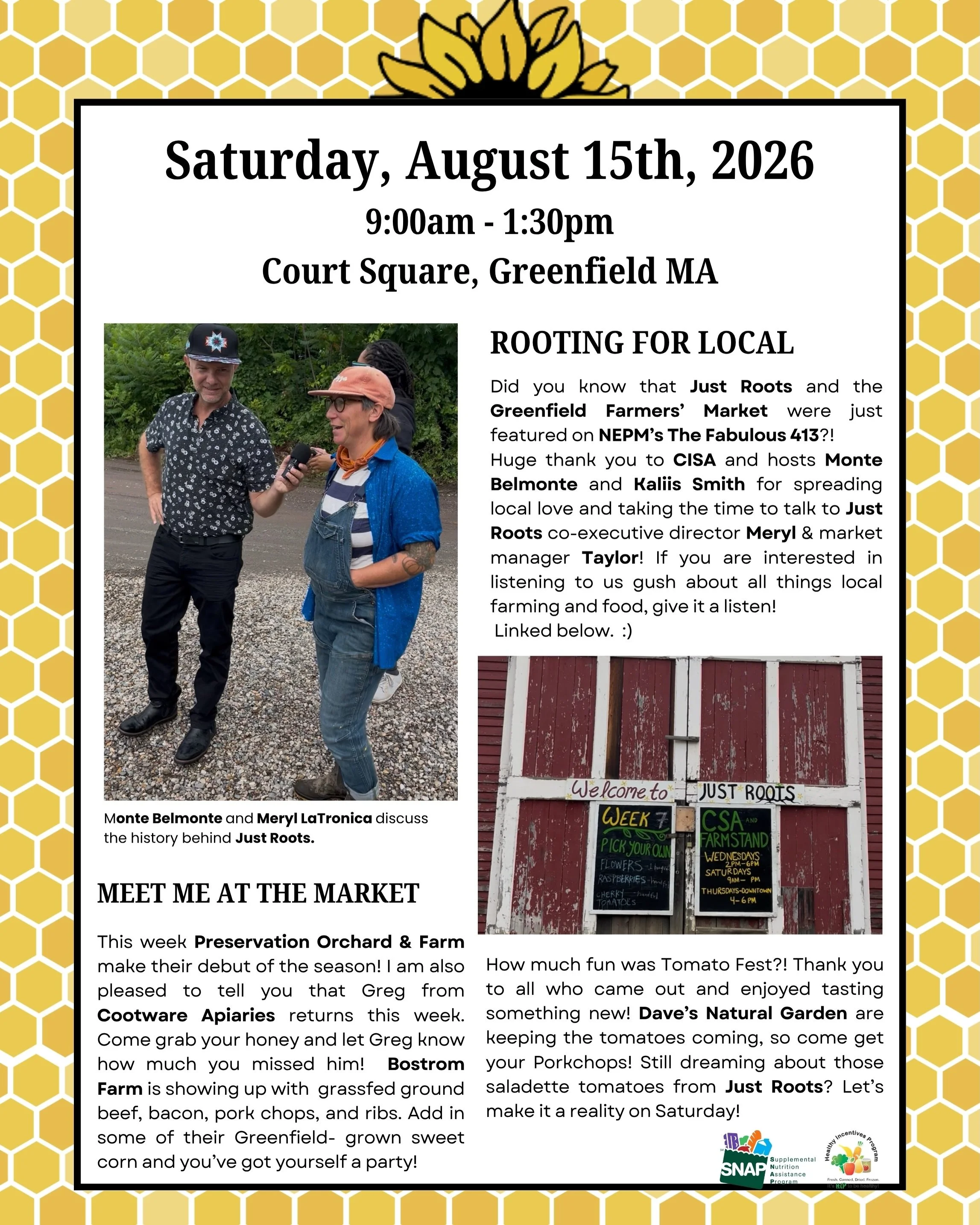 Rooting for ✨Local✨🍅💪

Did you know that @just_roots and the Greenfield Farmers&rsquo; Market were just featured on NEPM&rsquo;s The Fabulous 413?!👏

Huge thank you to @cisa_localhero and hosts Monte Belmonte @montebelmonte and Kaliis Smith for sp