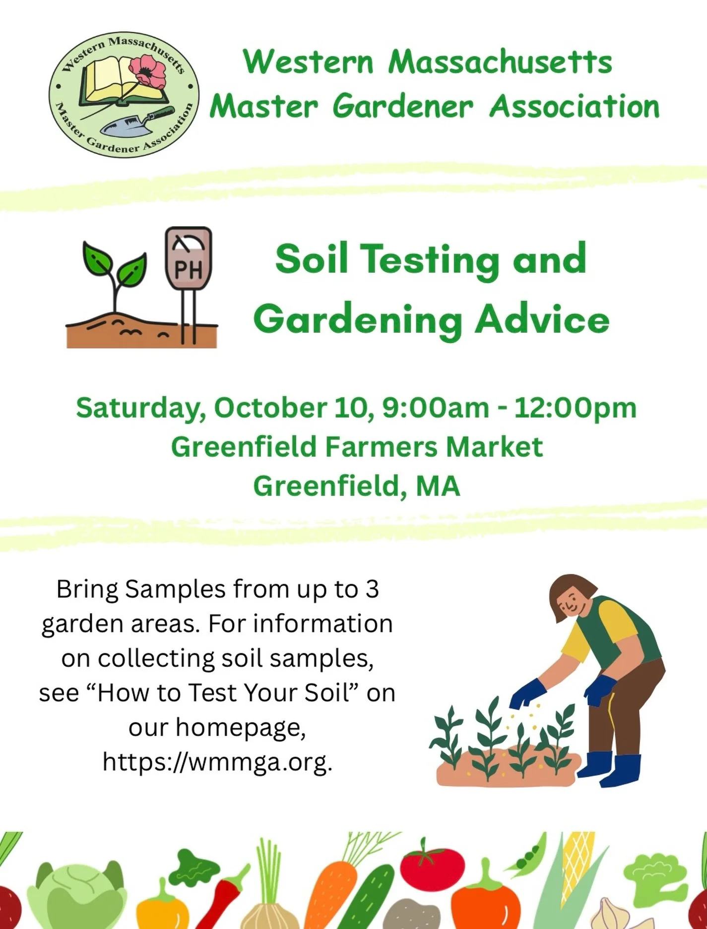 Reminder! This weekend we will have soil testing at the market! 🥳🌿Bring a sample and gain knowledge on how to make your garden bloom! ❤️

#greenfieldma #greenfieldfarmersmarket