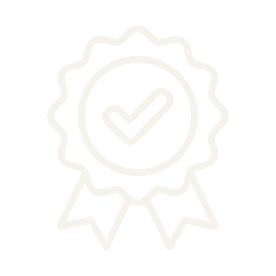 White badge with check mark signifying Cielo Vista Painting's Warranty: 2‑year workmanship coverage