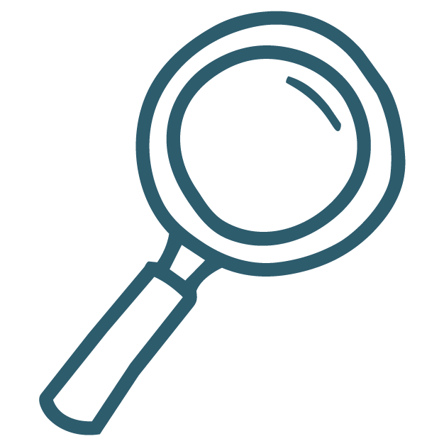 Hand drawn illustration of a magnifying glass to represent identifying patterns