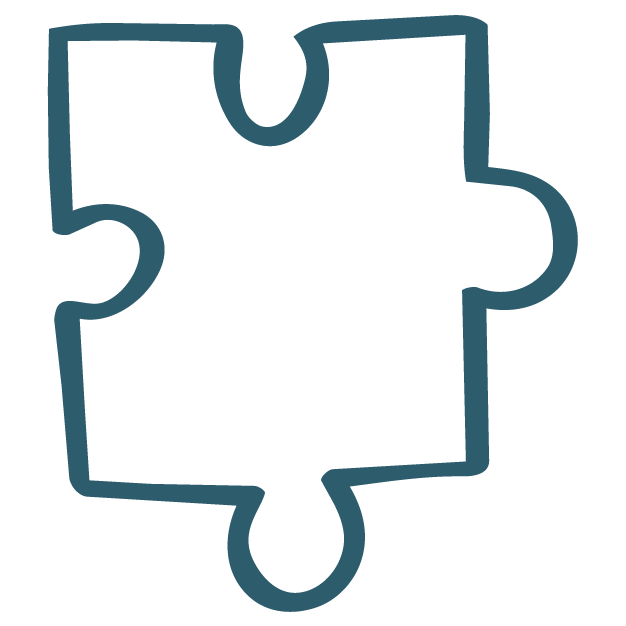 Hand drawn illustration of a jigsaw piece to represent neurodiversity
