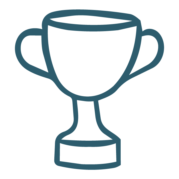 Hand drawn illustration of a trophy to represent confidence