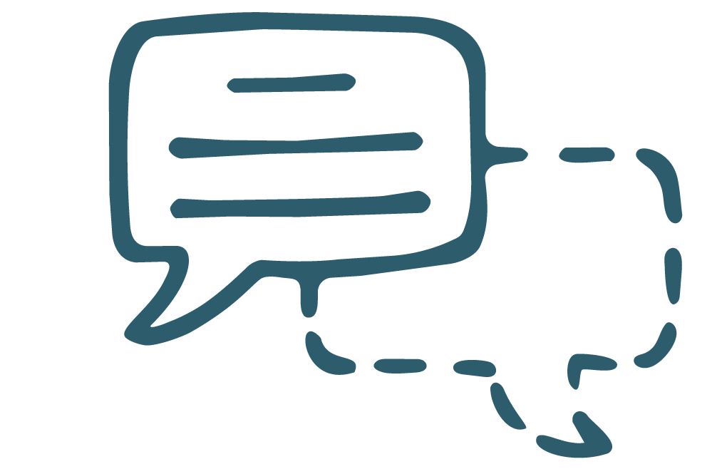 Hand drawn illustration of two speech bubbles representing communication