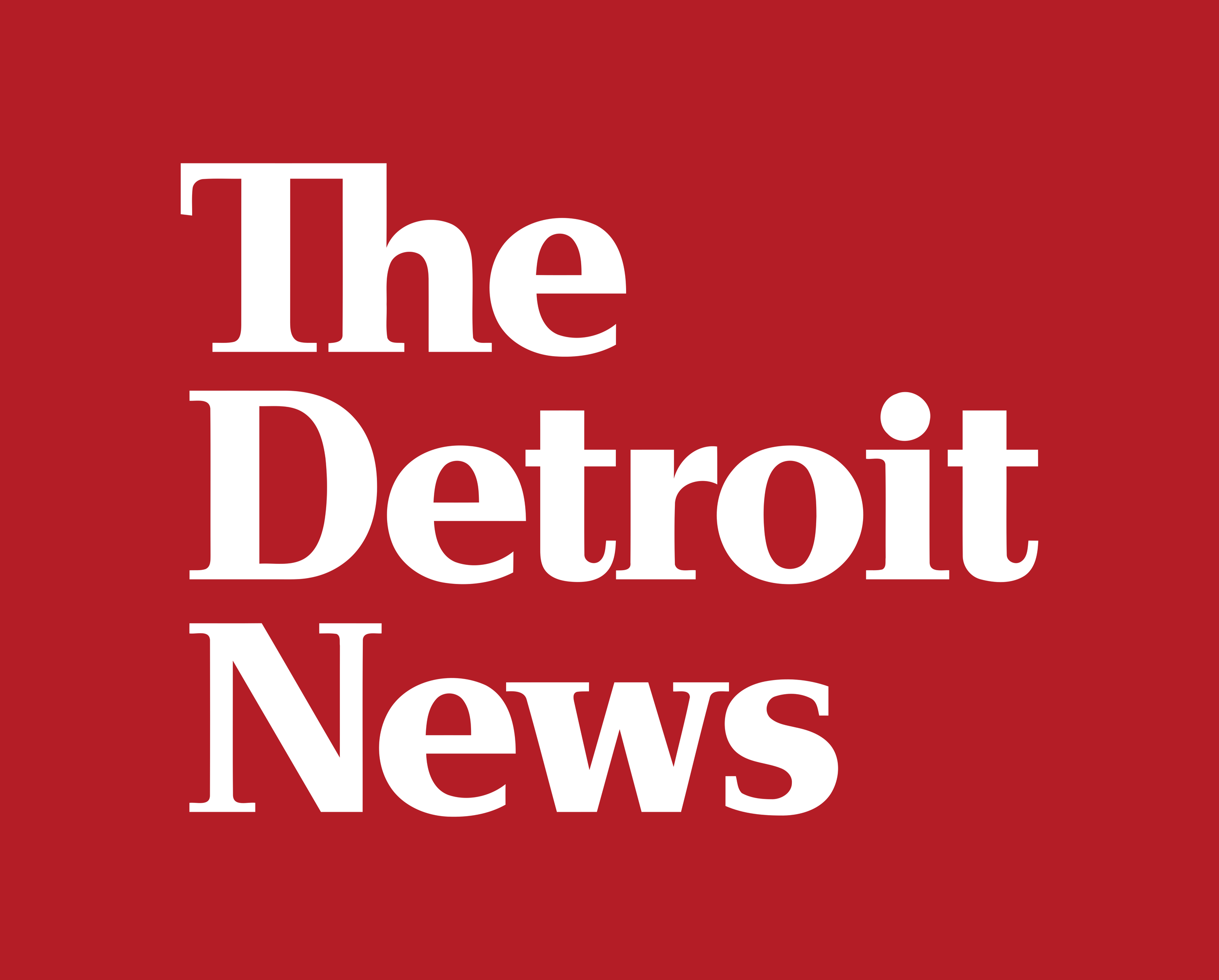 Red background with white text reading "the Detroit News".