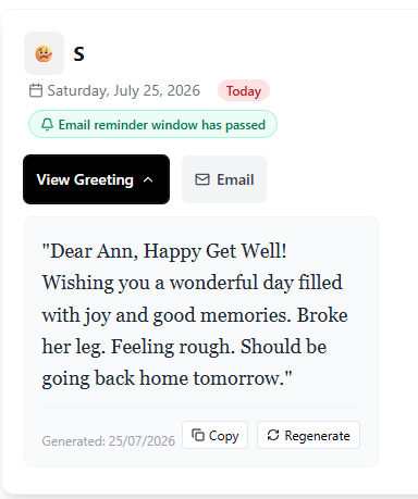 A "get well message" of sorts.