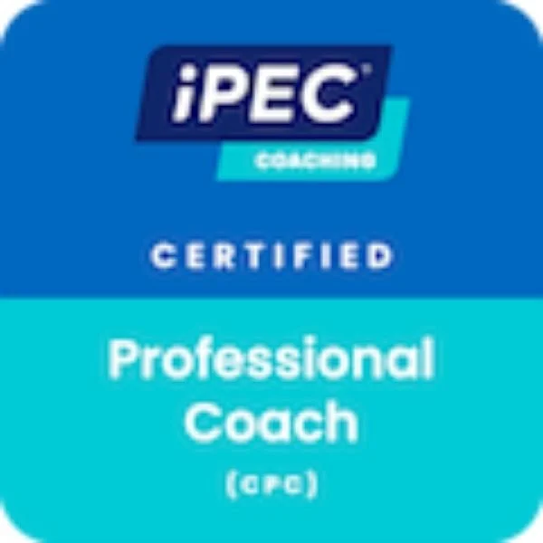 iPEC Coaching Certified Professional Coach logo on a blue background.