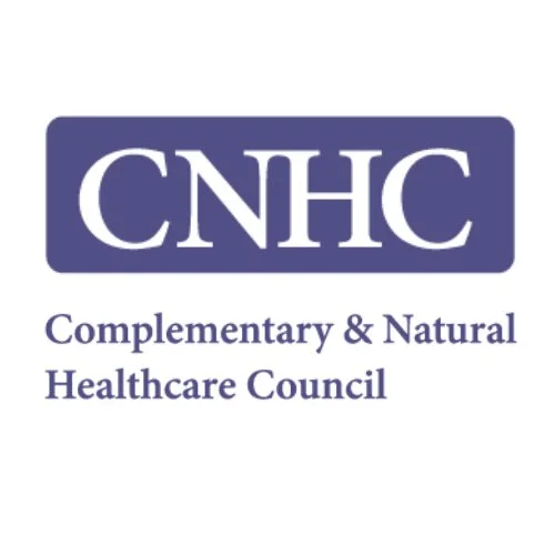 Logo of the Complementary & Natural Healthcare Council (CNHC) with a purple rectangular background and white text.