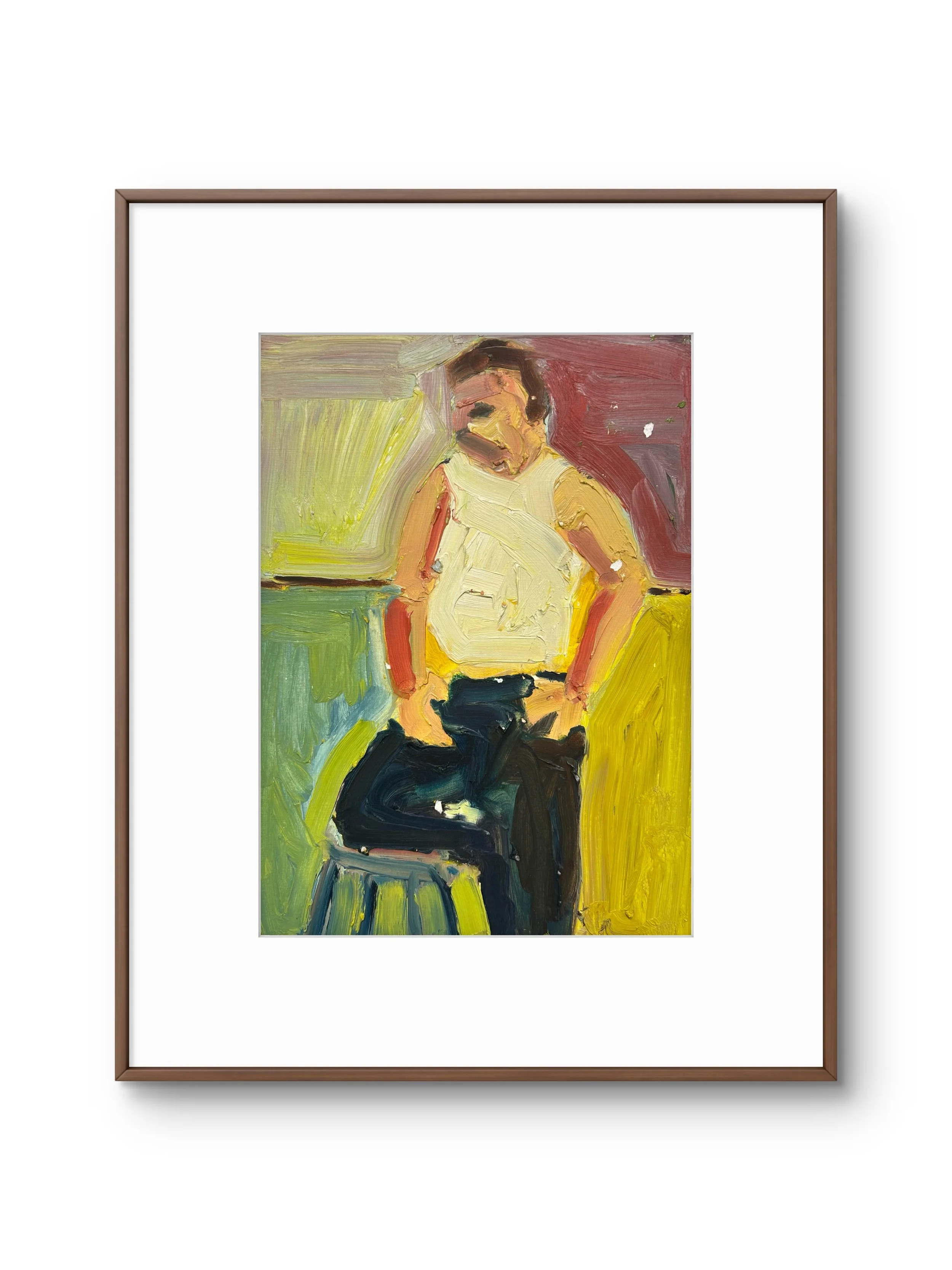 Figure - Knee on Stool, ca. 2010 (14.5" x 10.75"; oil on painting paper; unframed)