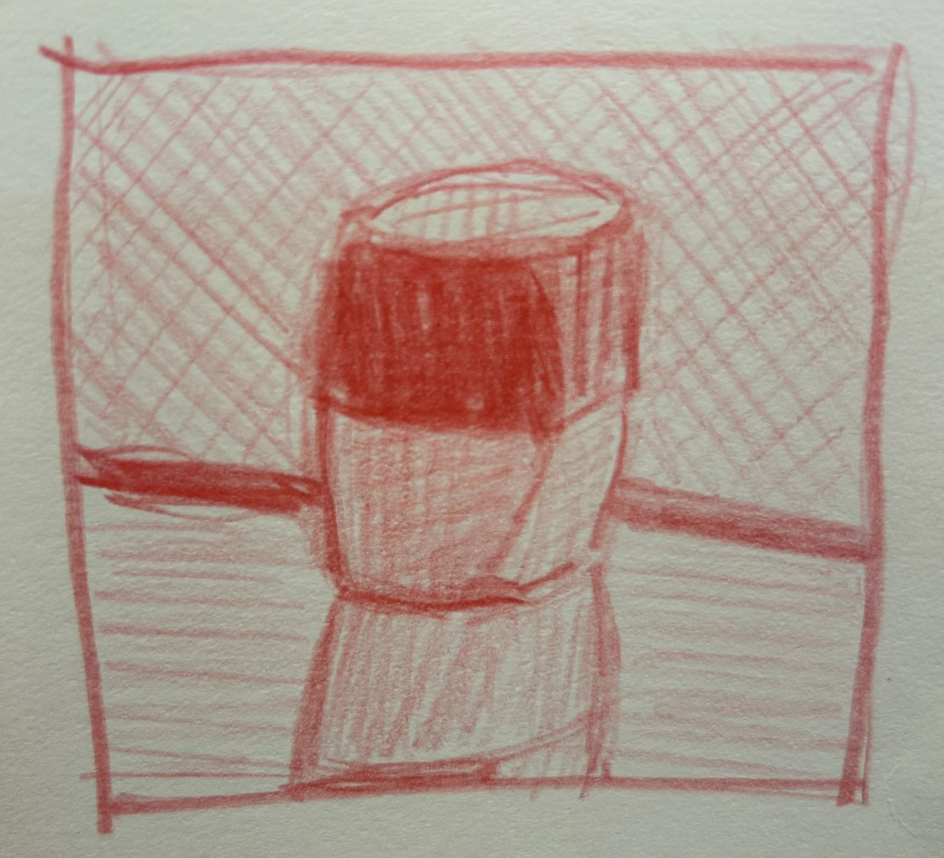 Glass, 2026 (3" x 3"; red pencil on paper; unframed)