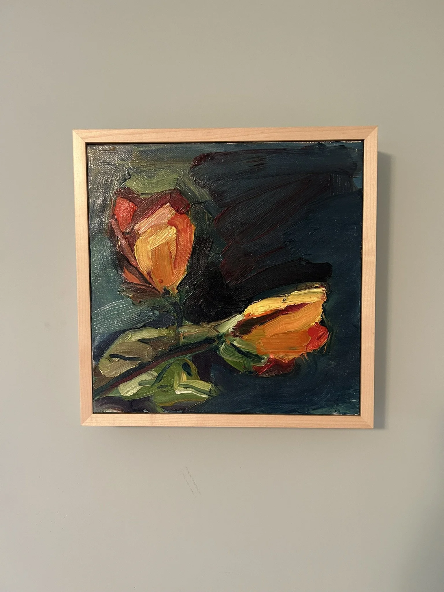 Flowers, ca. 2010 (oil on canvas) (framed on wall).JPEG