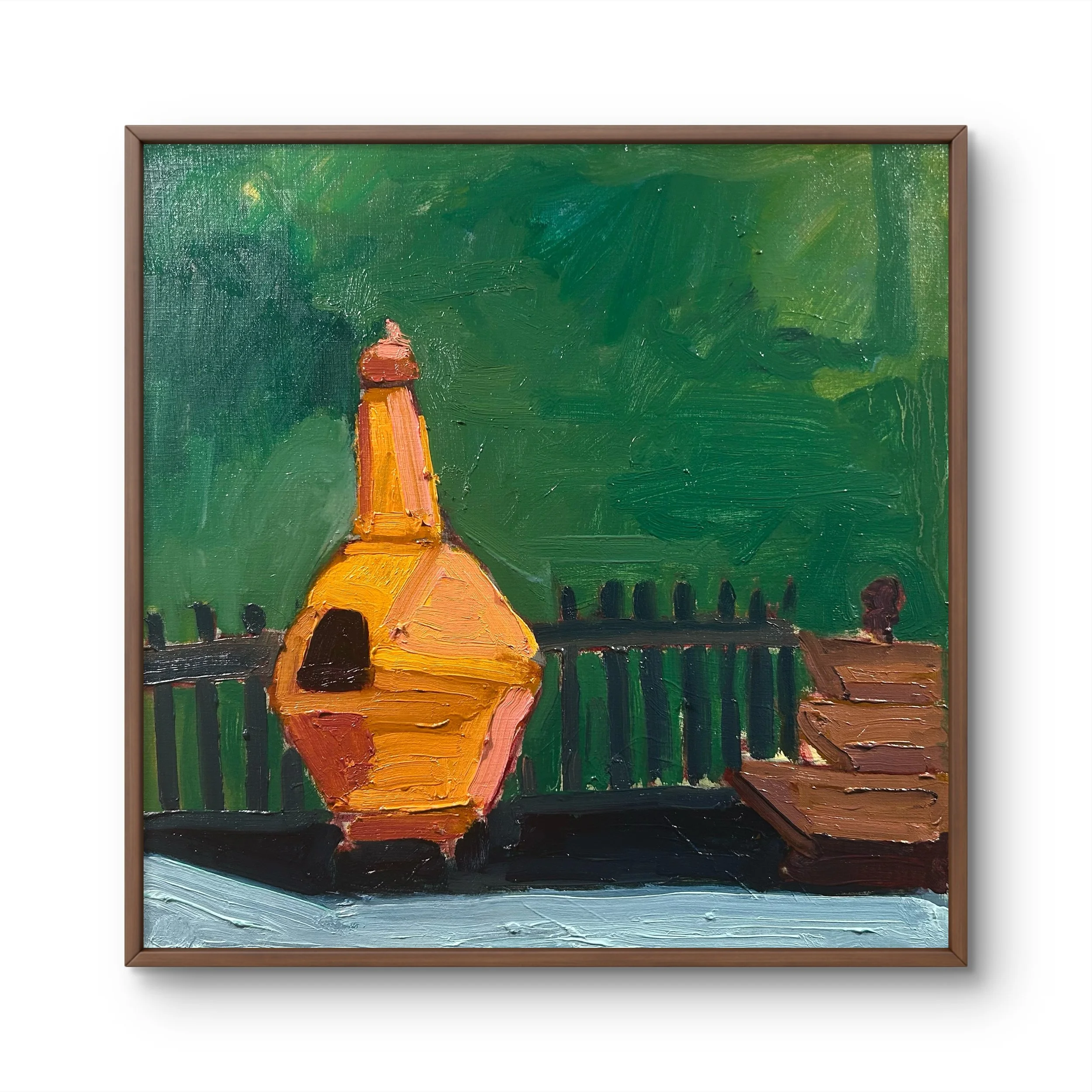 Still Life - Backyard Chimenea, 2026 (12" x 12"; oil on painting paper; unframed)
