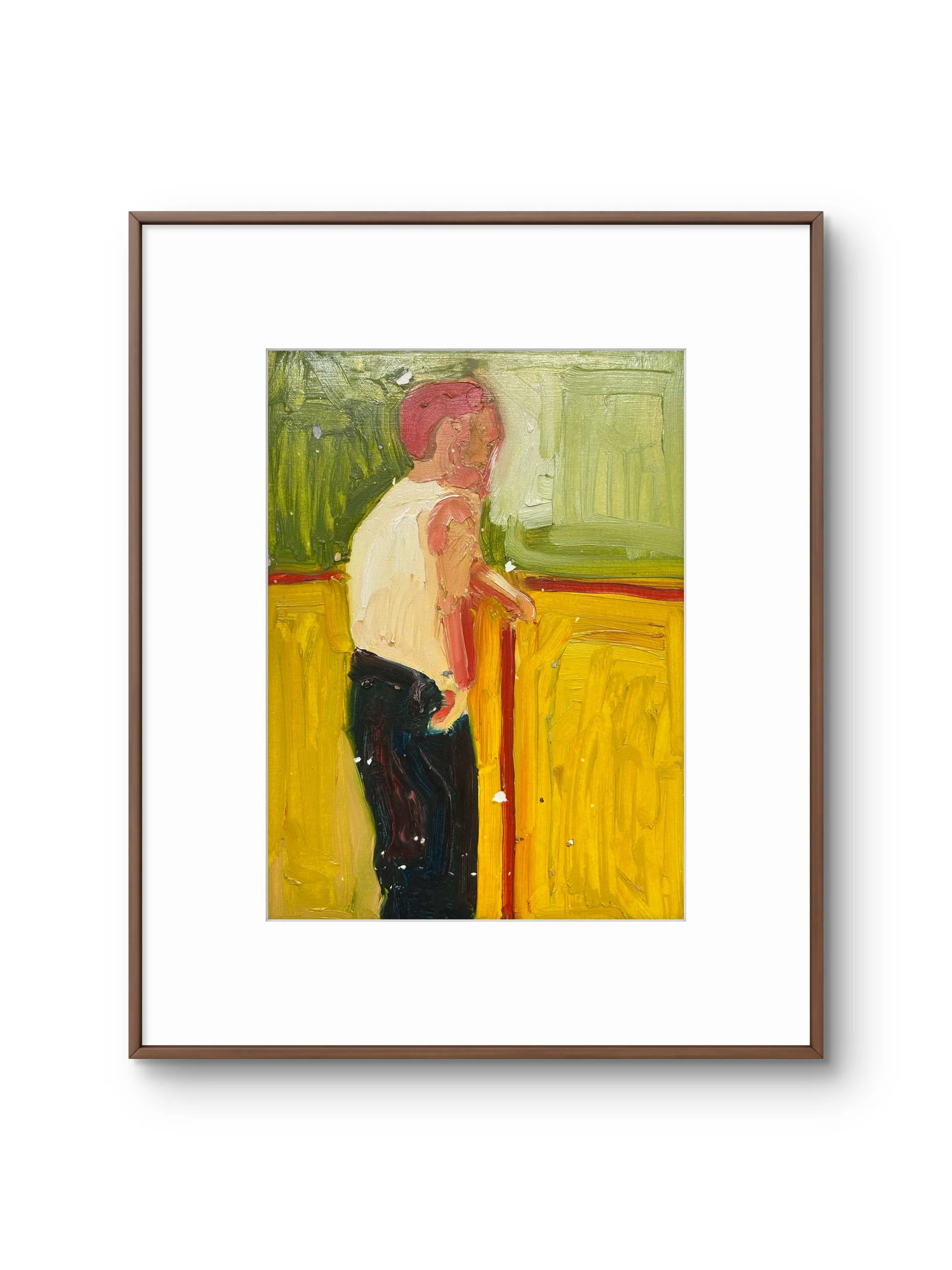 Figure - Standing with Red Stripe, ca. 2010 (14.5" x 10.75"; oil on painting paper; unframed)