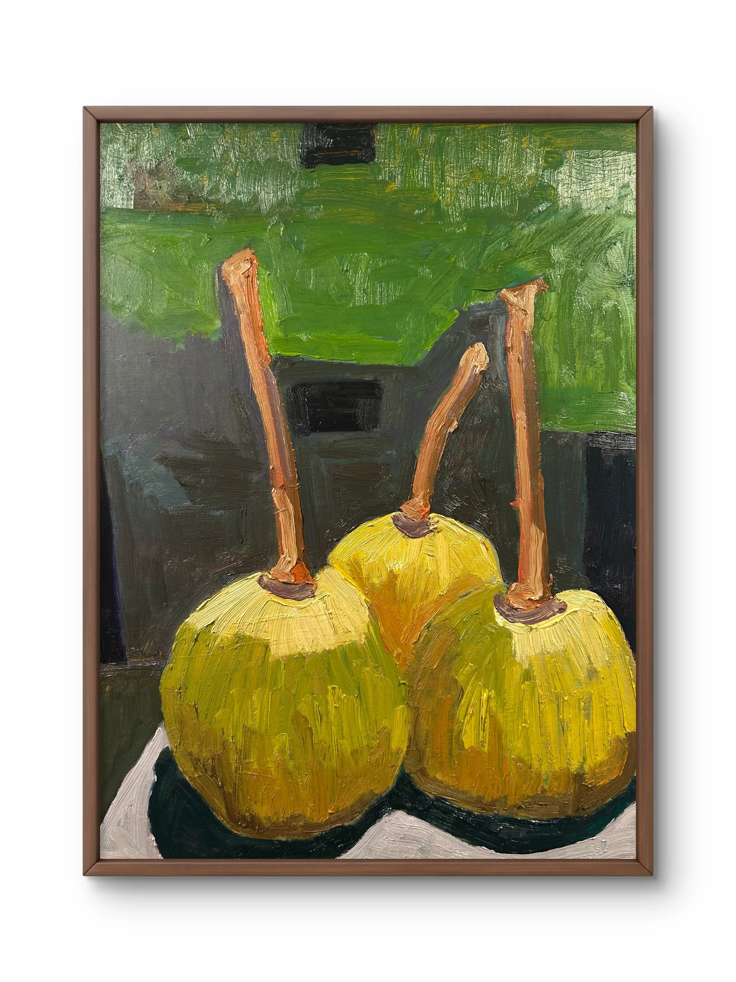 Still Life - Three Pumpkins, 2026 (16" x 12"; oil on painting paper; unframed)