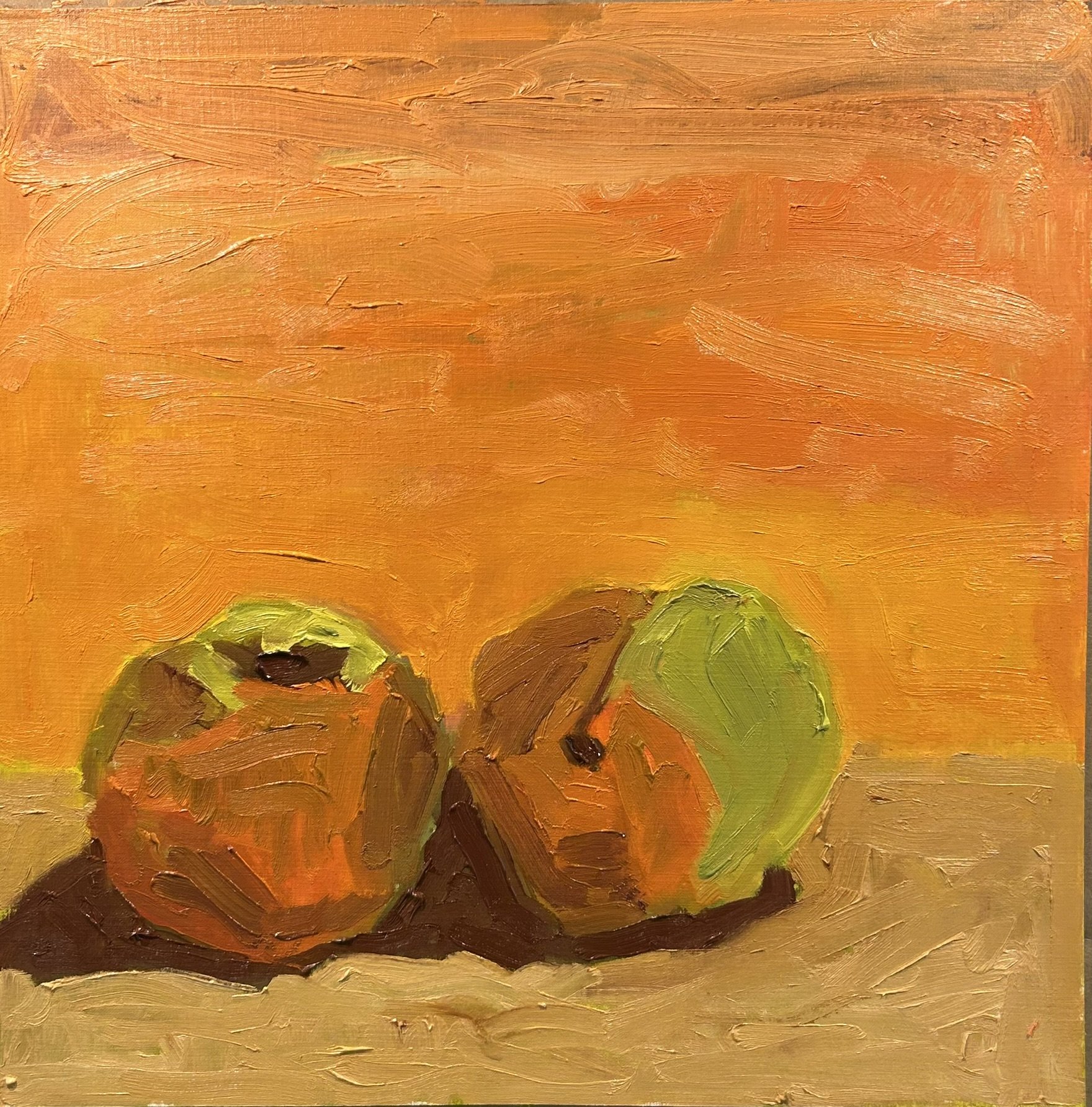 Still Life - Two Peaches, 2026 (oil on painting paper).JPEG