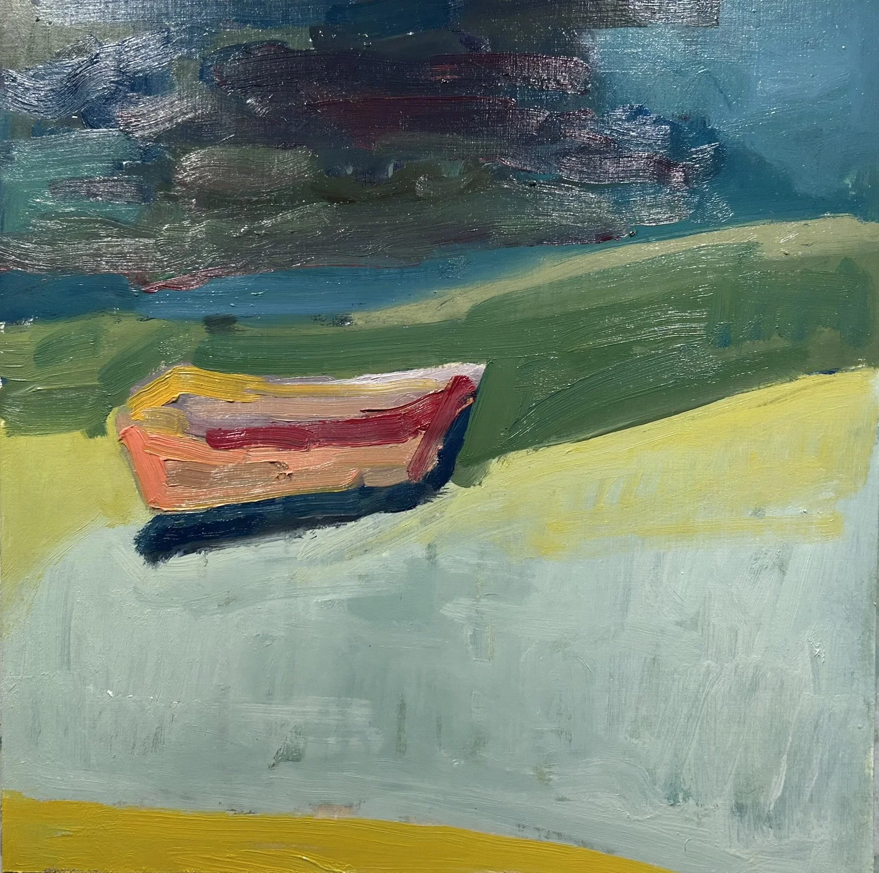 Playground Boat, 2026 (12" x 12"; oil on painting paper; unframed)