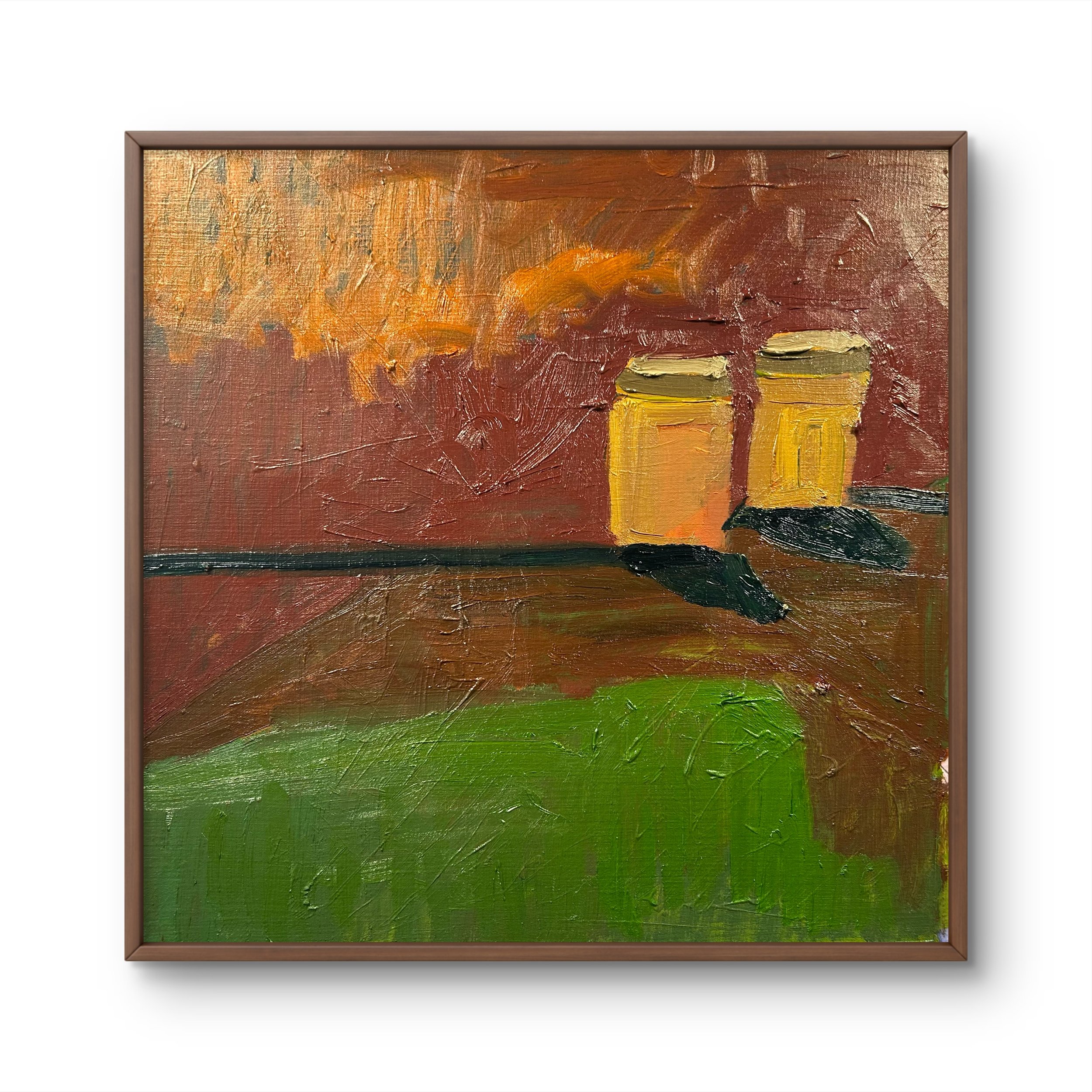 Still Life - Studio Jars, 2026 (12" x 12"; oil on painting paper; unframed)