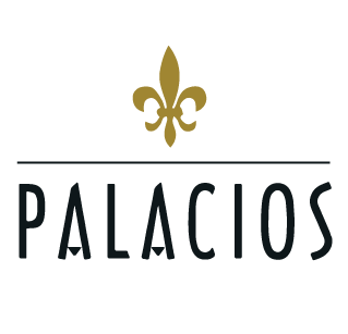 Logo featuring a gold fleur-de-lis above the word 'PALACIOS' in dark letters.