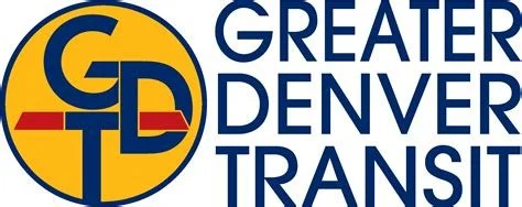 Logo of Greater Denver Transit with yellow circle, blue letters 'GDT', and blue text 'Greater Denver Transit'