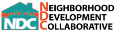 Logo of Neighborhood Voting Campaign, featuring a teal house icon with red and black text.