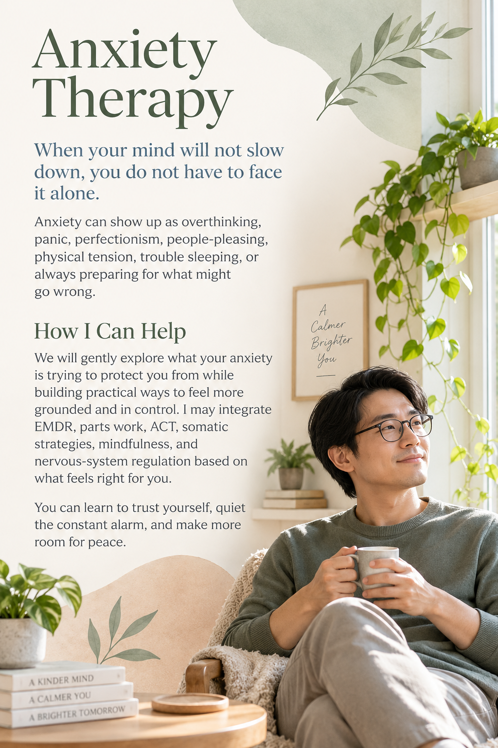 Anxiety therapy in Altamonte Springs and online across Florida using EMDR, parts work, ACT, somatic tools, mindfulness, and nervous-system regulation
