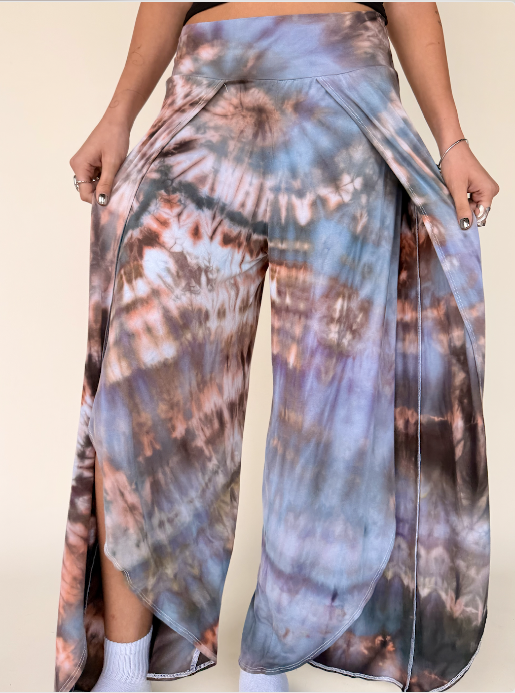 Brown & Purple Tie Dye Tulip Pants