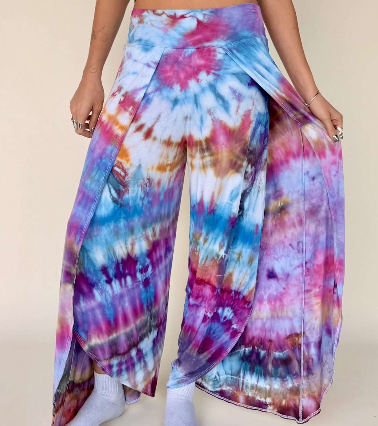 Blue & Purple Tie Dye Tulip Pants