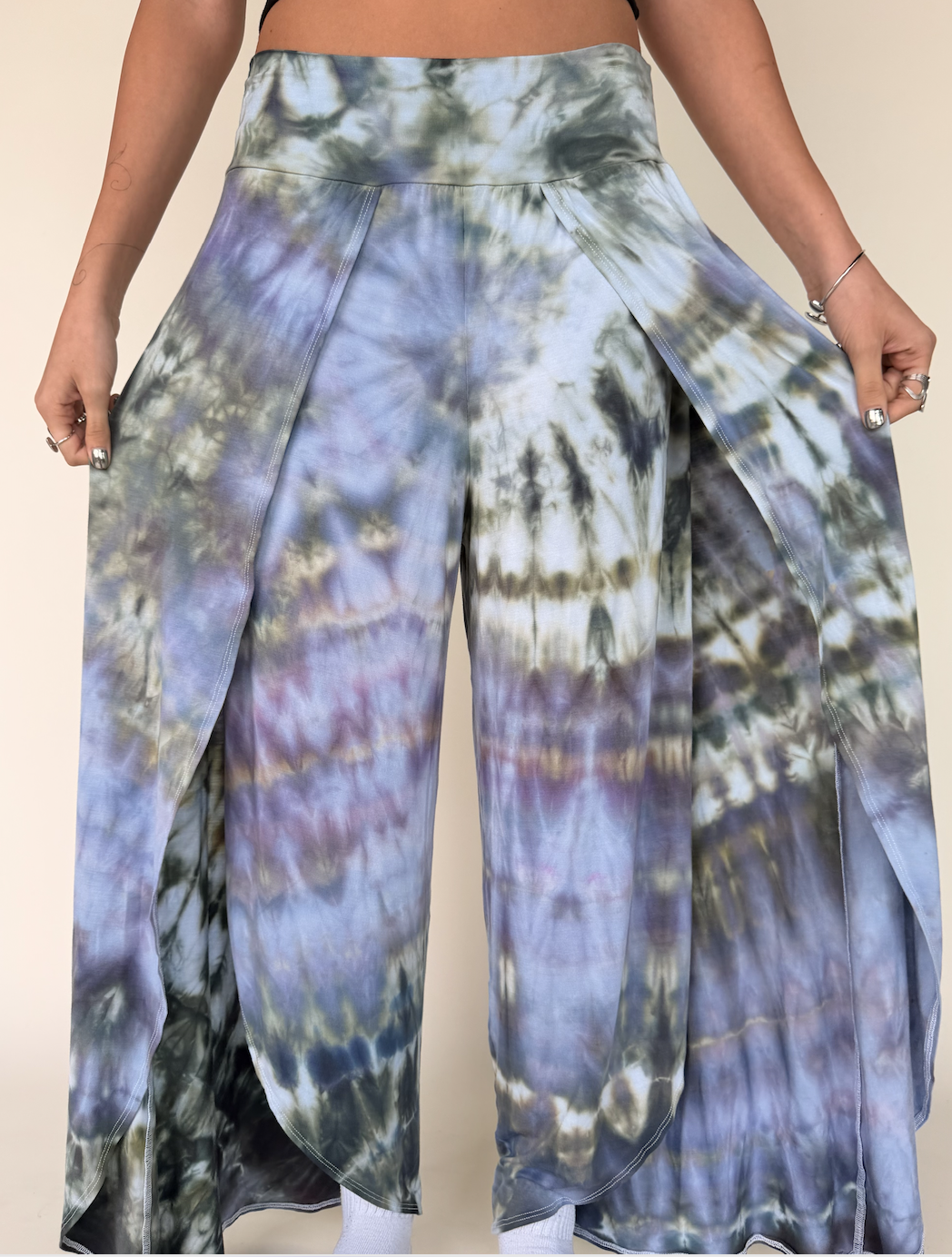 Purple & Green Tie Dye Tulip Pants