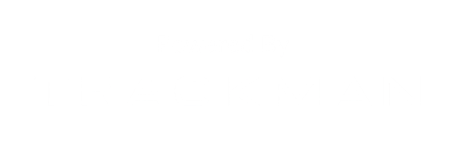 The image displays the text "Powered By TRACKMAN" on a black background.