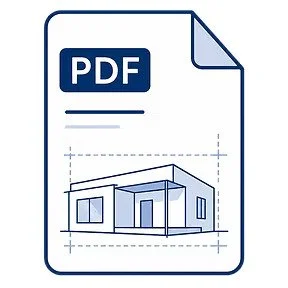 Icon of a PDF document with an architectural blueprint of a house.