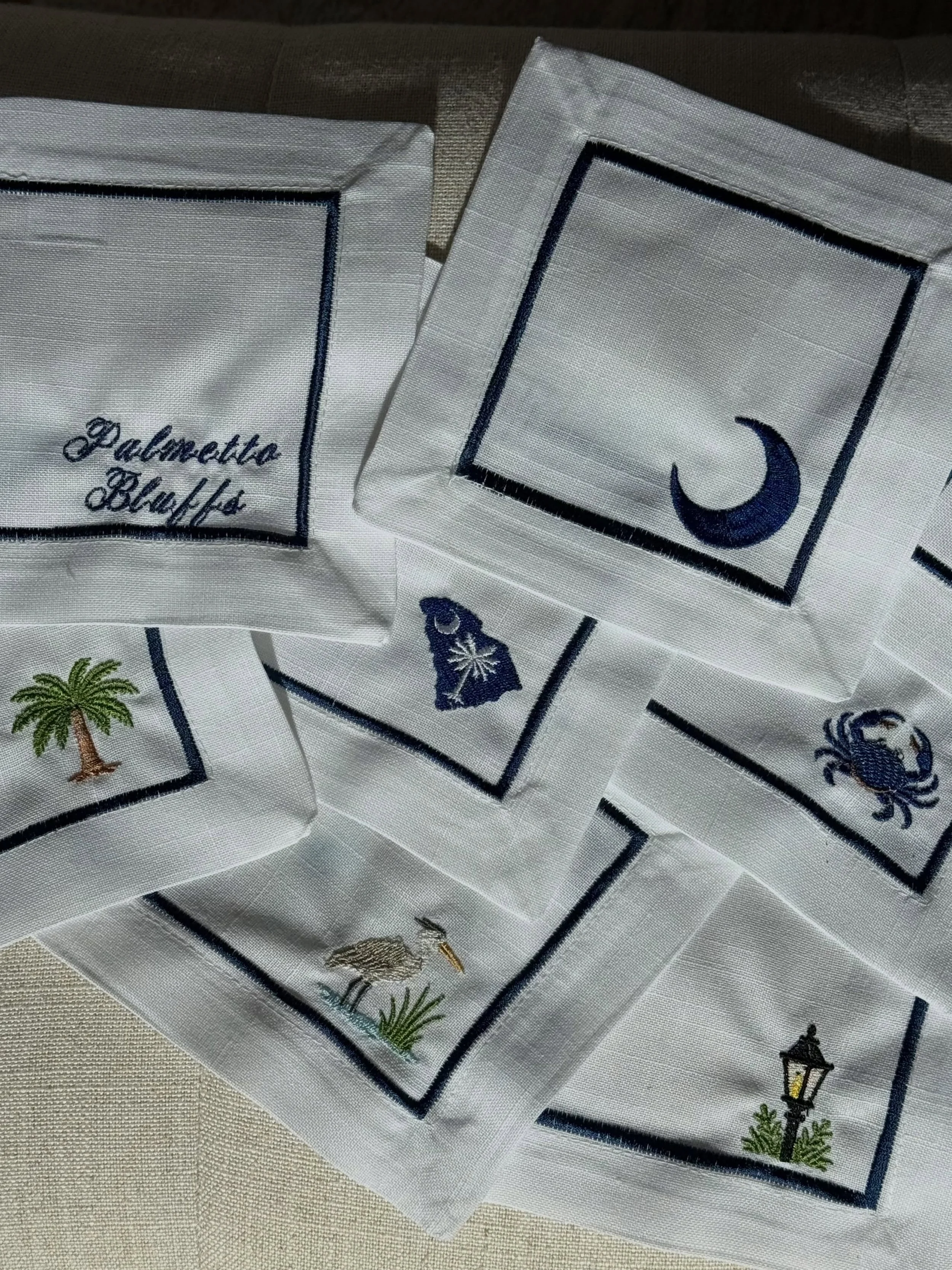 Bring your favorite people&rsquo;s favorite place to happy hour 🍸🥃 custom cocktail napkins for anyone, anywhere 

#customembroidery #customgifts #minneapolis #embroidery #embroiderygift