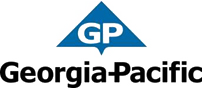 Georgia Pacific logo with a blue triangle and the initials GP