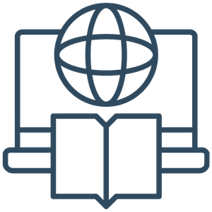 Blue outline of a checklist and pen