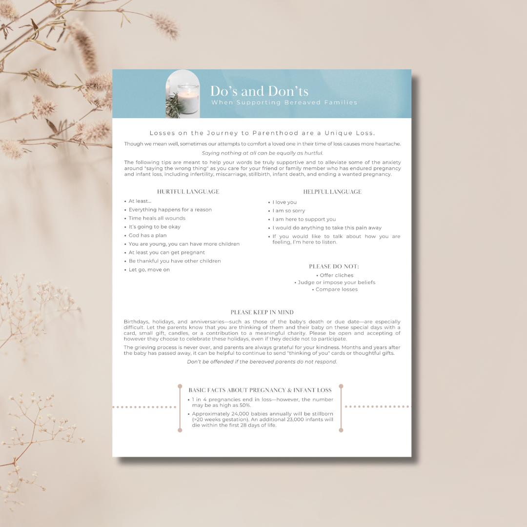 Do's and Don'ts When Supporting Bereaved Families Digital PDF