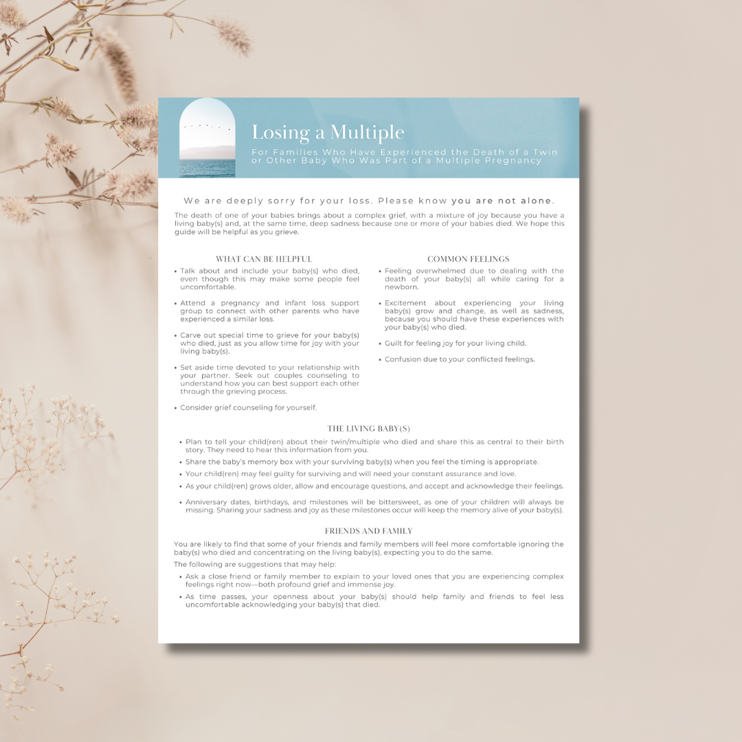 Losing a Multiple: For Parents and Families Who Have Experienced the Death of a Twin or Other Baby Who Was Part of a Multiple Pregnancy Digital Brochure