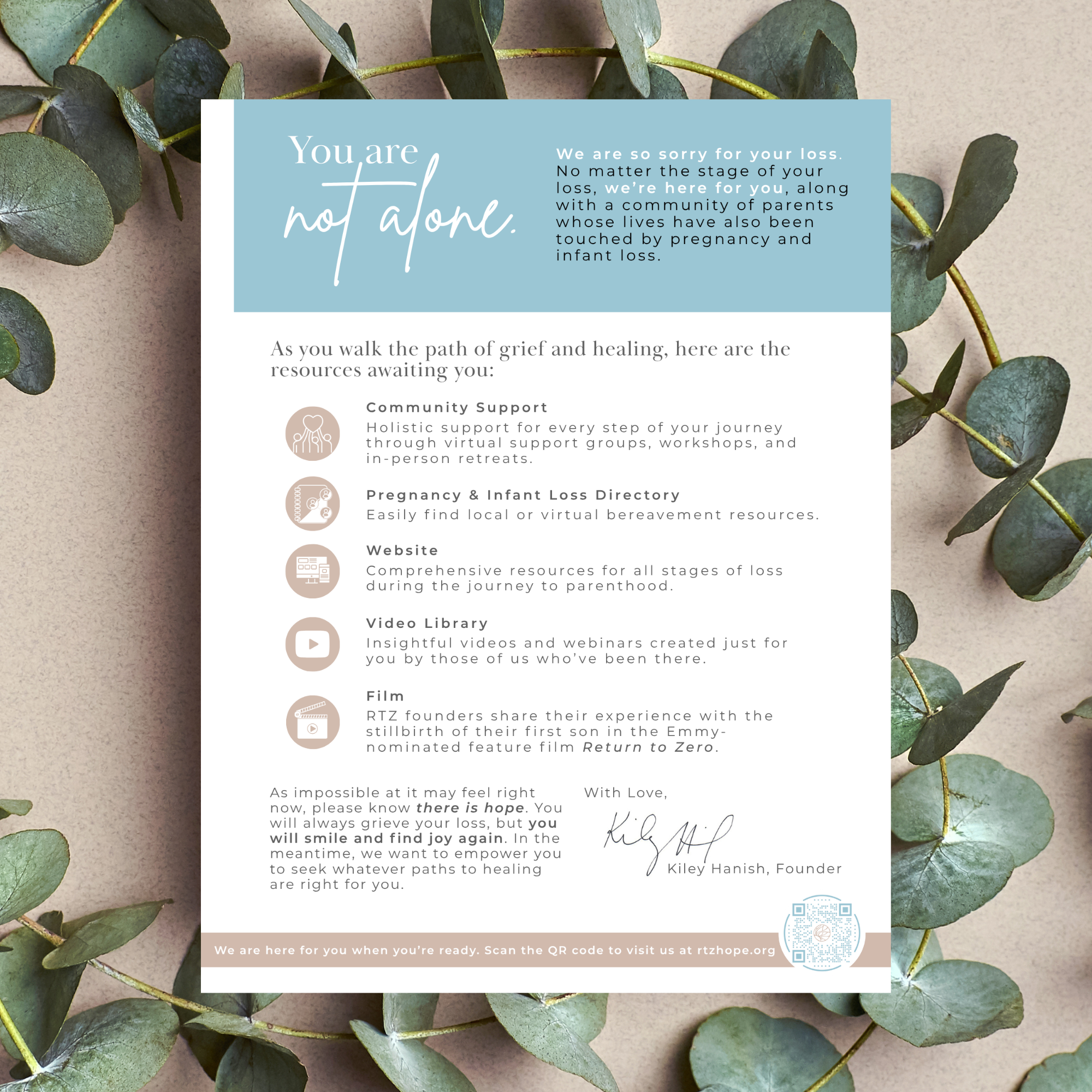 PDF Digital Download: "You Are Not Alone" Bereaved Parent Card