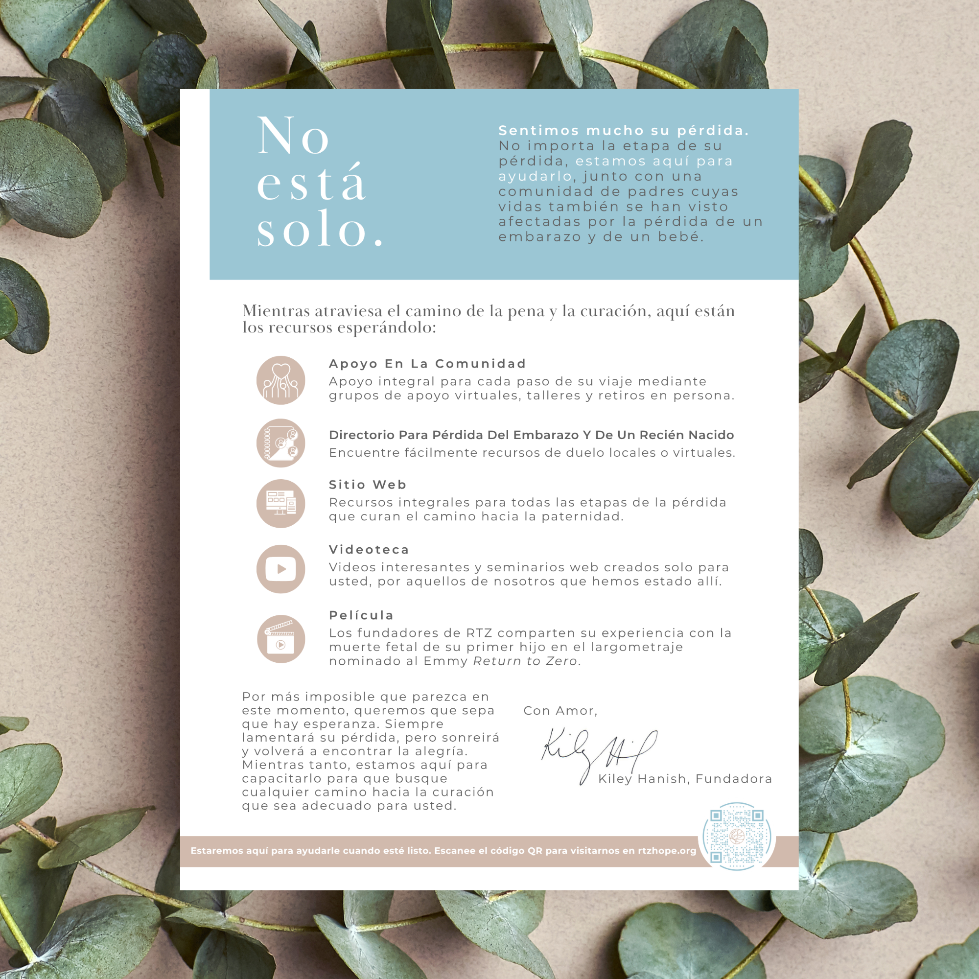 PDF Digital Download: "You Are Not Alone" Bereaved Parent Card (Spanish)