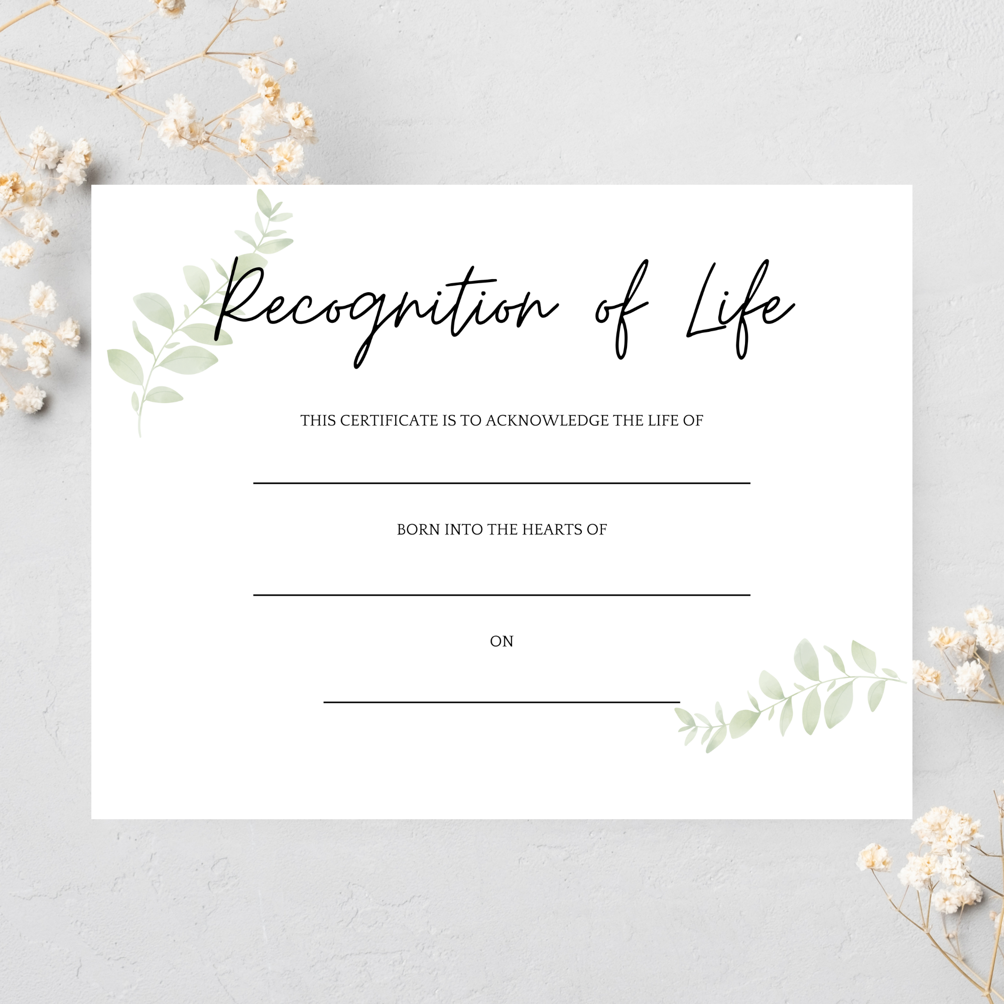 Recognition of Life Certificate: Greenery