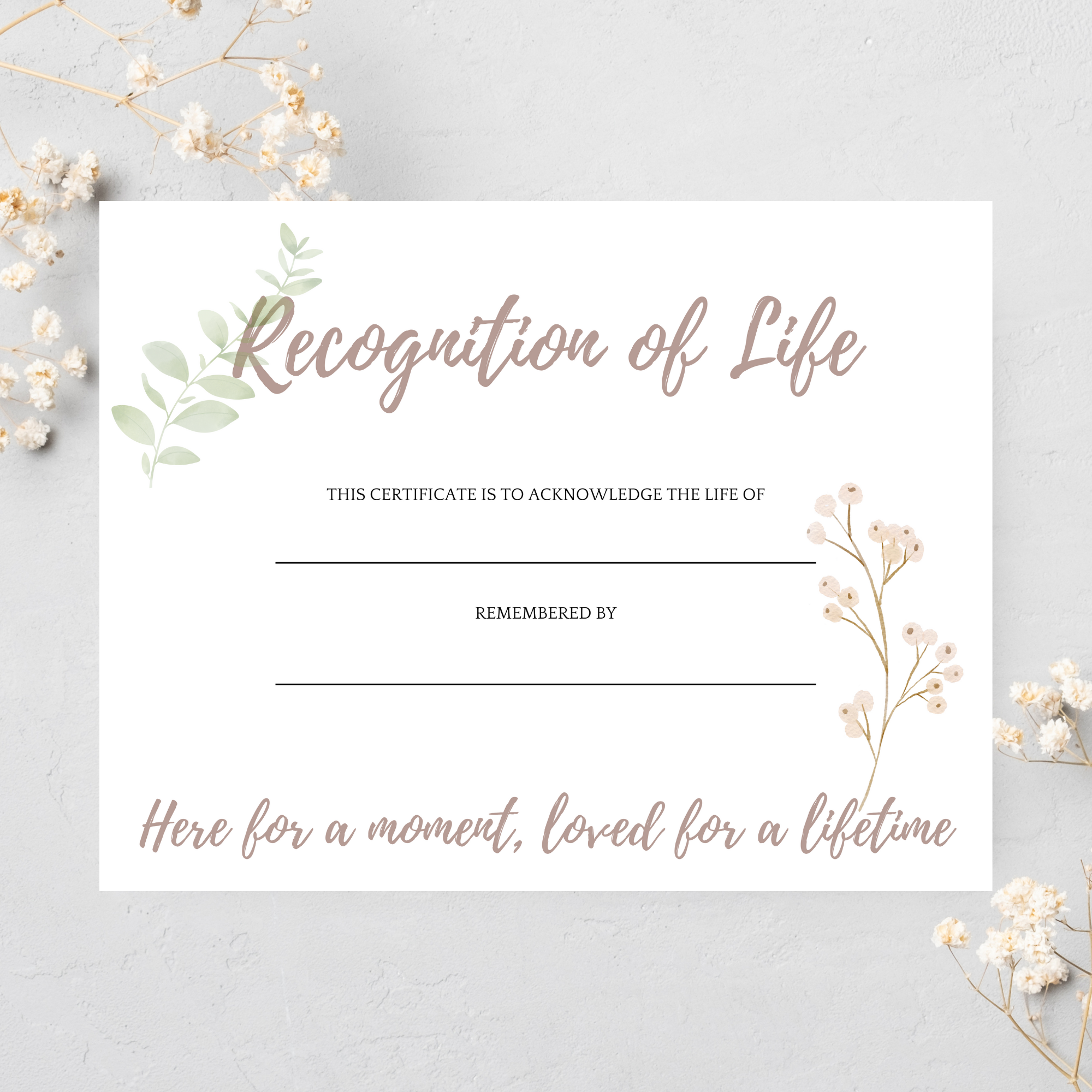 Recognition of Life Certificate: Flower