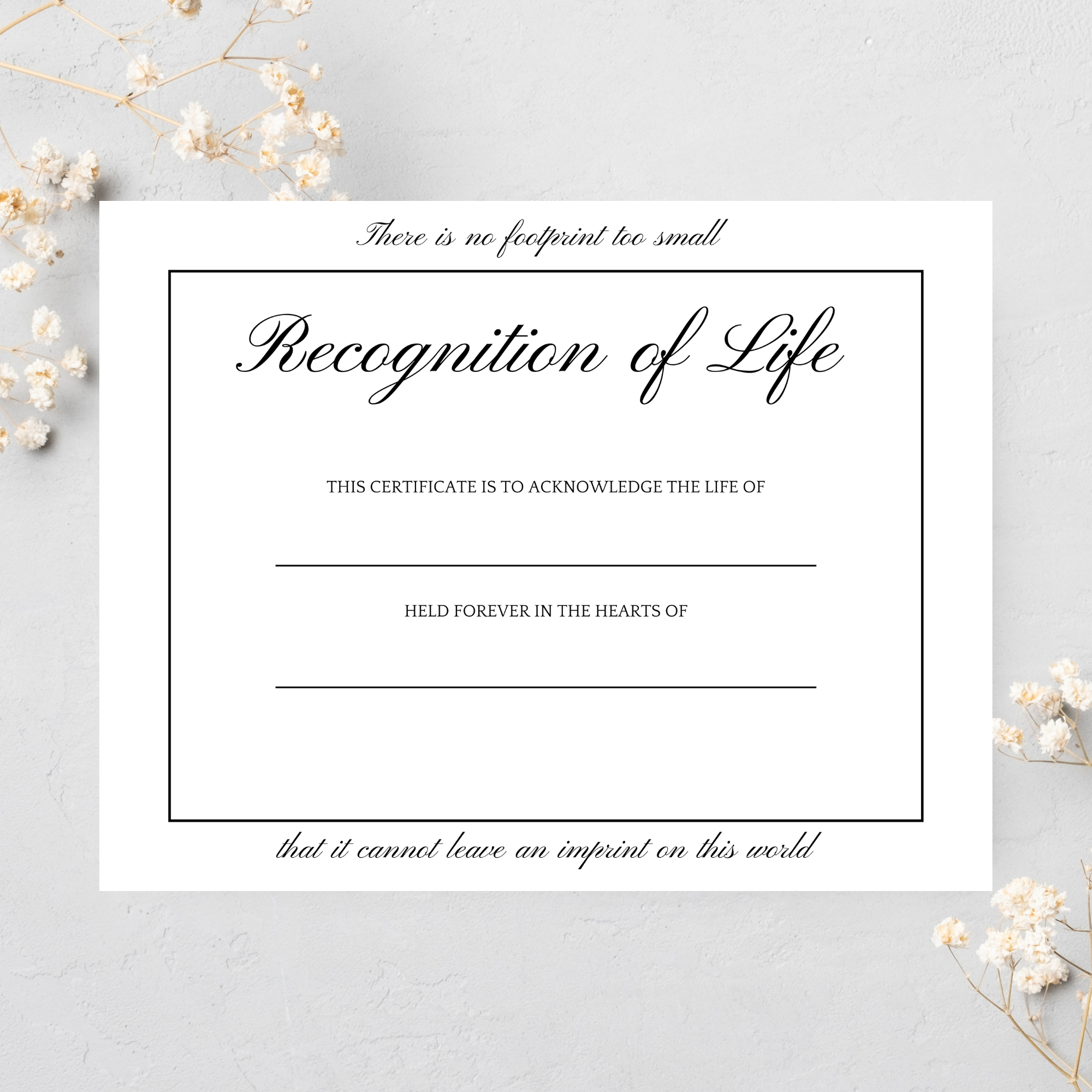 Recognition of Life Certificate: Traditional with Quote